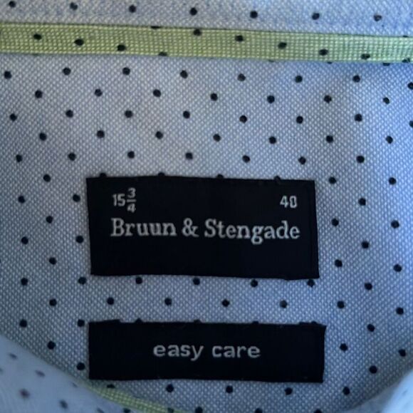 Bruun Stengade Polka Dot Button Down Dress Shirt Mens 15.75 40 - Picture 2 of 6